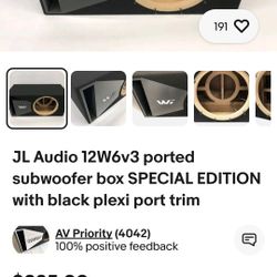 JL Audio 12W6v3 ported subwoofer box