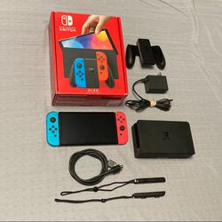 Nintendo Switch OLED version Like New video game console system Neon joycons joy con Newest Screen model in Box