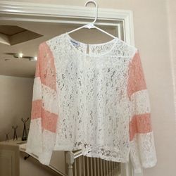 Bebe Colorblock Lace Top, size M