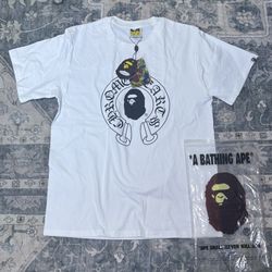 Bape x Crome hearts white tee Size medium