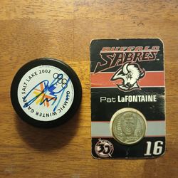 Hasek signed puck + LaFontaine Sabres 30th Anniversary coin  $65 OBO
