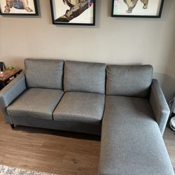 Sectional l shaped sofa couch grey black