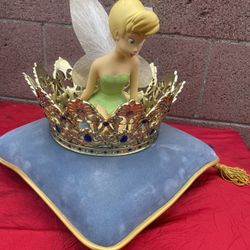 2005 DISNEY 50TH TINKERBELL BIG FIGURINE CROWN PILLOW RETIRED 
