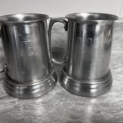 Vintage Playboy Aluminum Stein with Glass Bottom Beer Tankard Mug Lot of 2