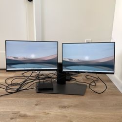2 Monitors, Docking  Station, And Stand 