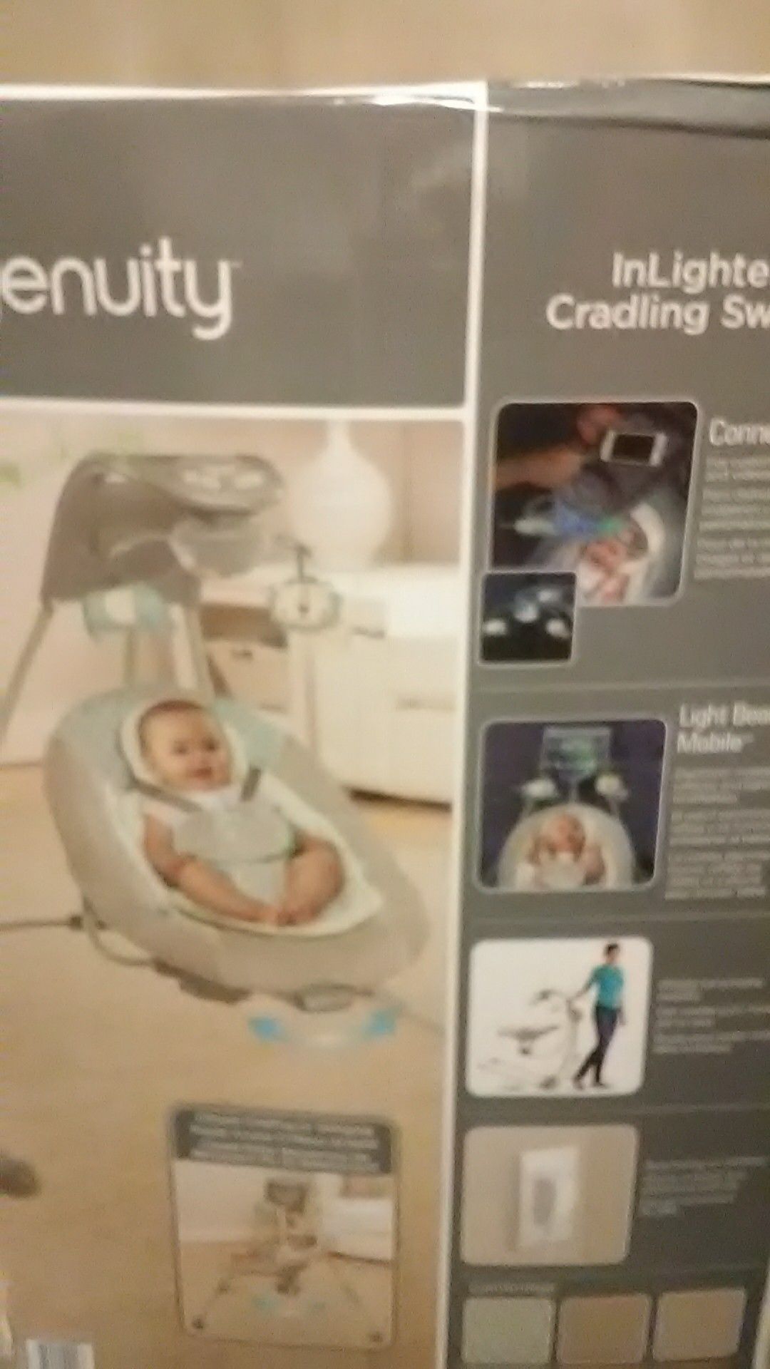 Ingenuity in lighten cradling swing with connect me lights music toys entertain baby
