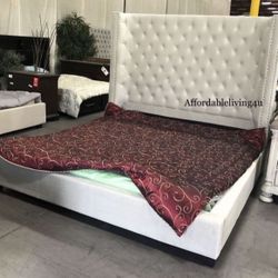 Beige Cal King Wingback Bed Frame Brand New In Box
