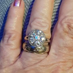 Wedding Ring Set 14k White Gold Diamonds 