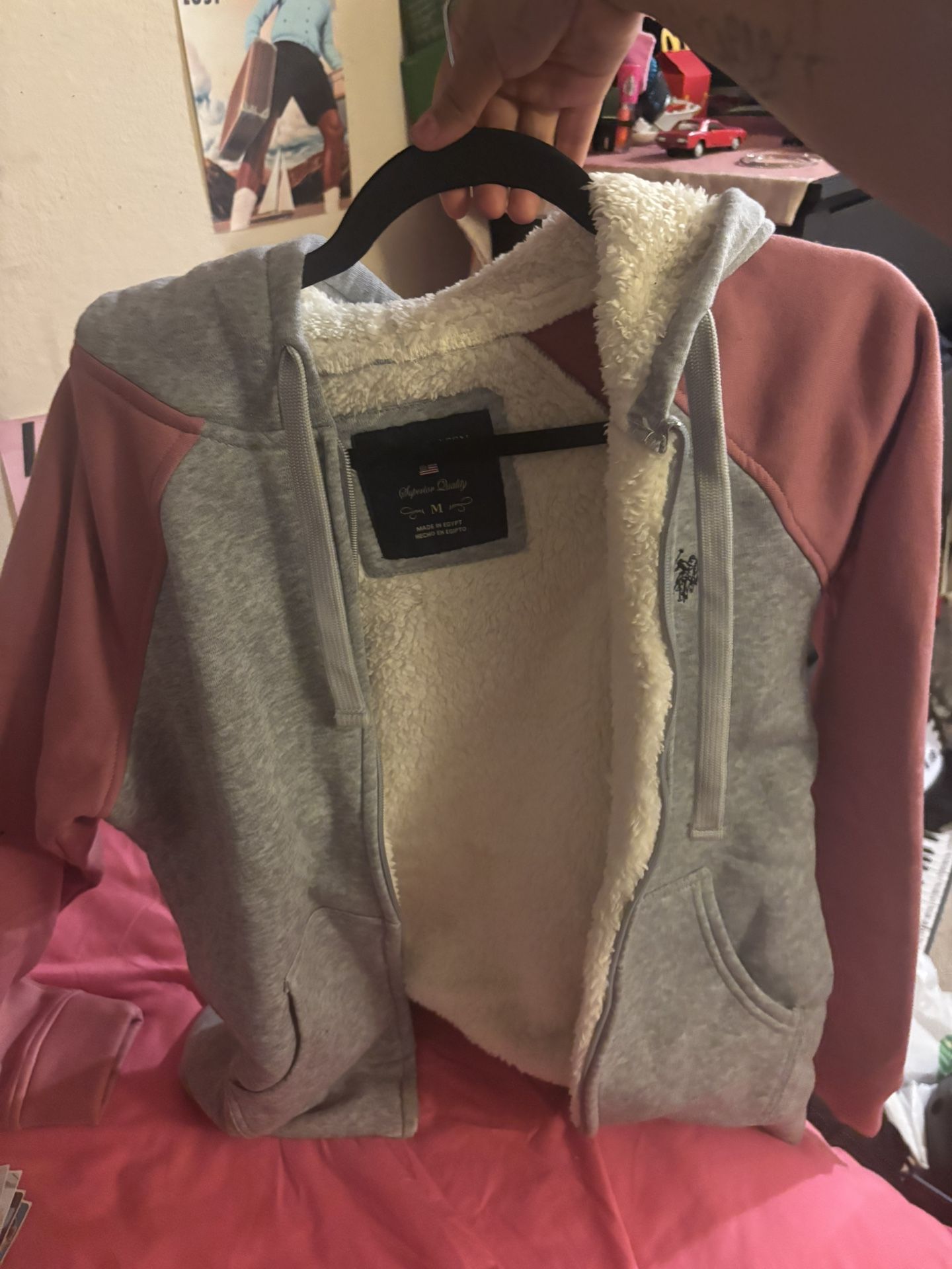 Pink & grey U.S. Polo Assn. zip-up hoodie 