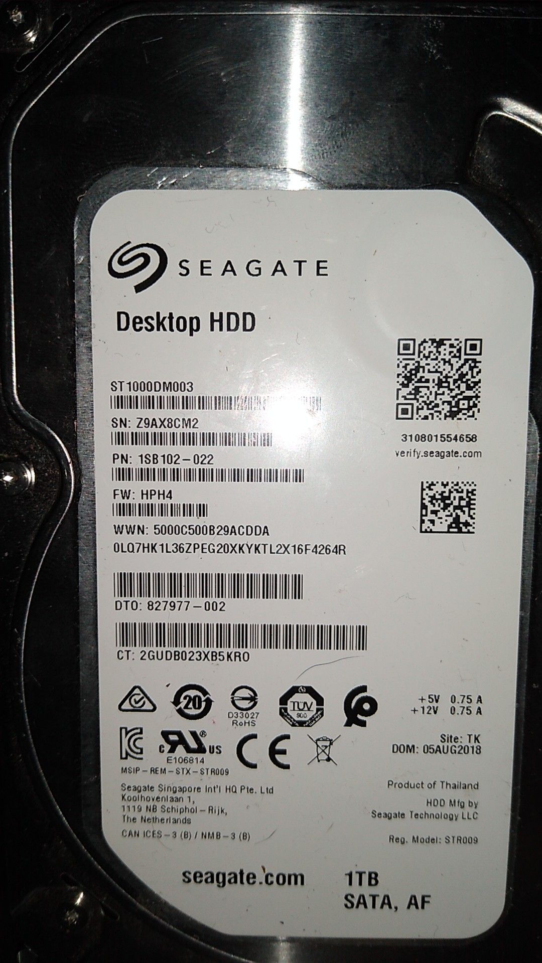 1tb hdd with Windows 10