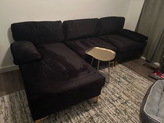 Casa Andrea Milano modern large velvet fabric sectional sofa with extra wide chaise lounge with golden legs