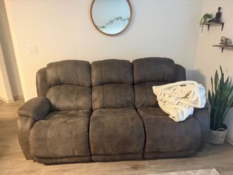 3-Seat Reclining Sofa Brown Microfiber