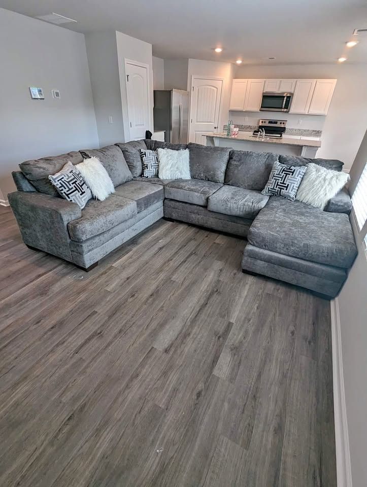 Brand New Grey, Dark Grey Fabric Upholstery Huge Sectional Sofa/Couch  | Cash On Delivery 🚚