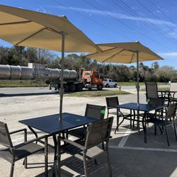Outdoor Table $100 Each New Fully Assembled. Chairs $34.99 Each Umbrella $59.99 Each 