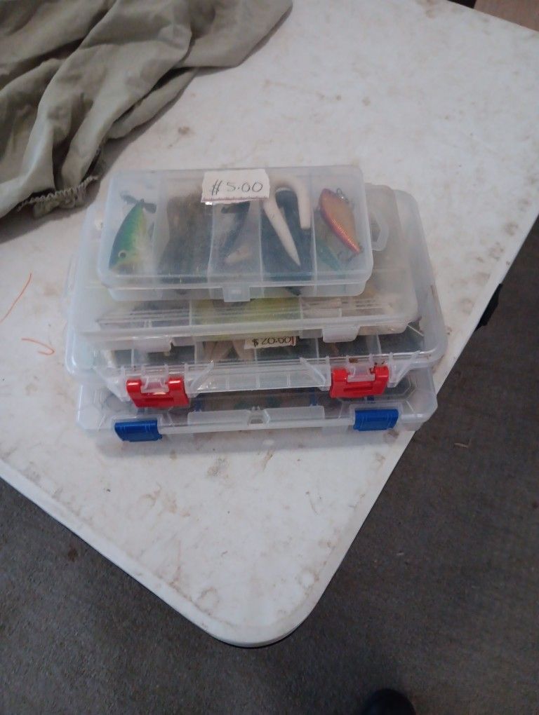 Fishing tackle boxes for sale different prices or all boxes for $50 dollars 