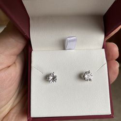 White Sapphire Diamond Earrings 