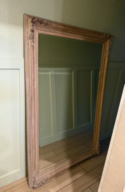 Large Decorative Beveled Mirror. Ornate Embossed Mirror
