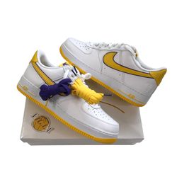 Size 13 Nike Kobe Bryant x Air Force 1 Retro QS Low Lakers Home White