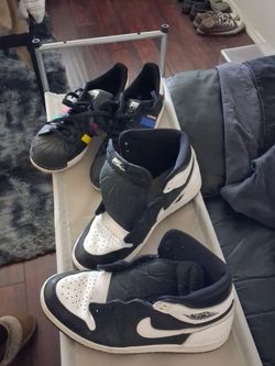 Adidas Superstar and  Nike Air Jordan 1 Retro High OG "Black White" sneakers.