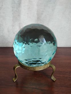 Vintage Aqua Crystal Sphere — 4" Scrying Ball