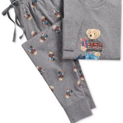 Polo Ralph Lauren 2-Pc. Cotton Polo Bear Pajamas Set Size XL Grey