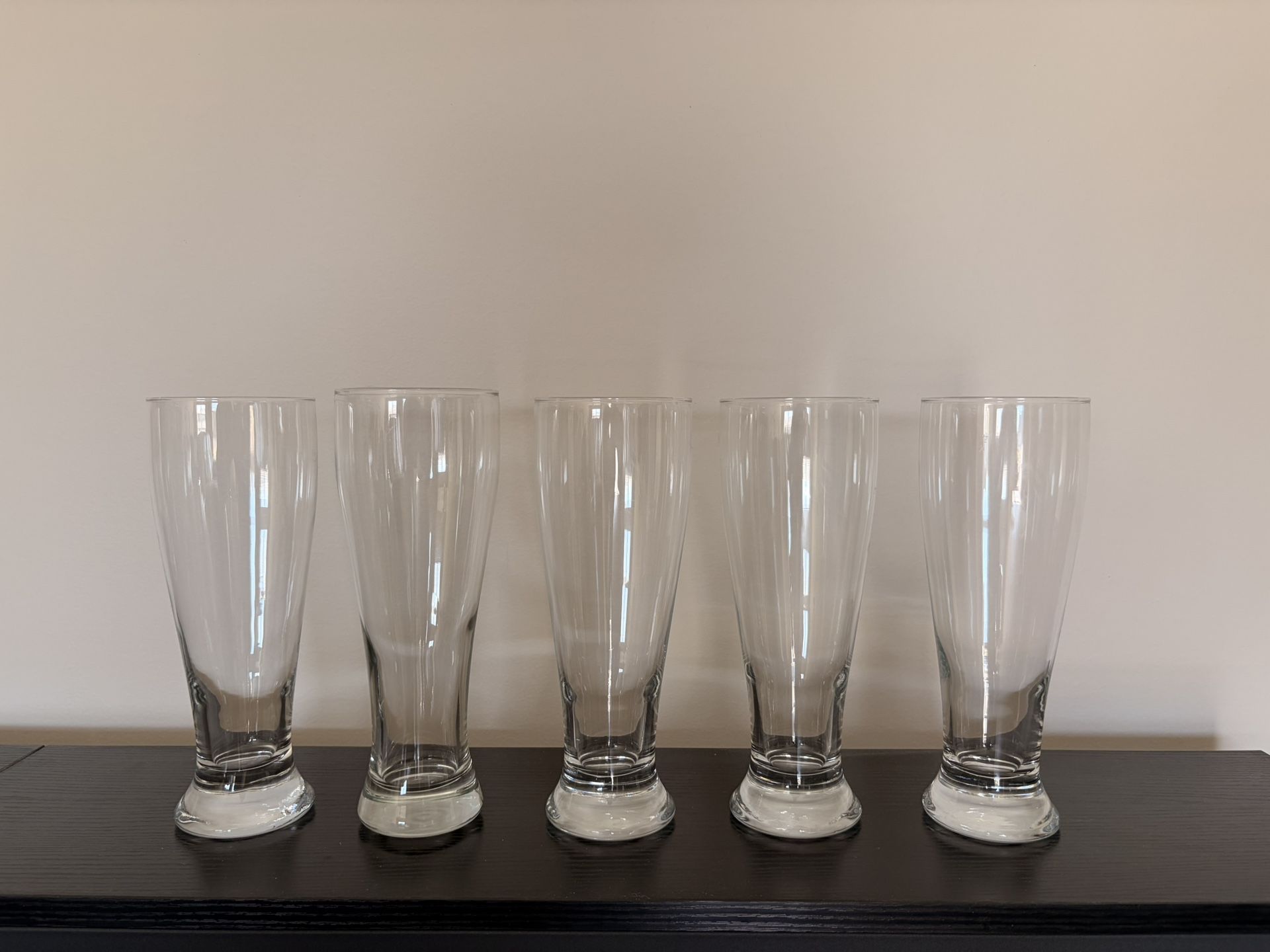 Five - 9 inch tall Pilsner glasses