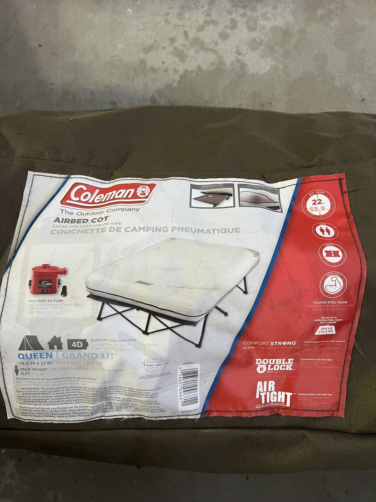 Used Coleman Camping Cot Air Mattress Pump Combo Folding Camp Cot Air Bed with Side Table Battery Operated Pump for Outdoor for Sale in Anaheim CA OfferUp