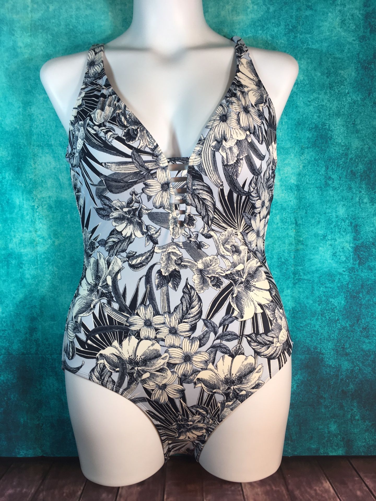 New LARGE size one piece Tankini floral print