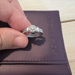 CHARRIOL Diamonds Round Cut 18k White Gold Double Cable Band Ring — Size 7