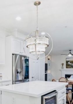 Stunning chrome and glass chandelier. Perfect condition