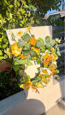 Wreath of Roses and Yellow Flowers