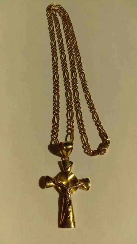 Jesus Christ Crucifix Gold & Silver Chain