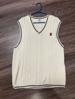 Vintage Nike Court Cable Knit Sweater Vest - Large