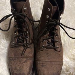 Thursday Boot Company Man Boots Sz 7.5 Captain Cap-toe Brown Leather Lace Up