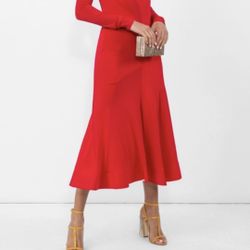 ESTEBAN CORTAZAR SATIN BONDED VISCOSE JERSEY MIDI DRESS
