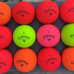 One Dozen Callaway, Mixed Matte Colors, Golf Balls, Supersoft, Superfast Exc Clean Cond