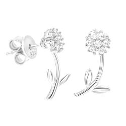 Silver & Cubic Zirconia Flower Earrings 🌸