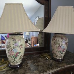 (2) Vintage Ceramic Floral Lamps
