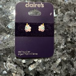Sterling silver unicorn post earrings from Claire’s