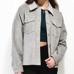 NWT NEW Women’s Size S Relaxed Fit Empyre Aria Grey Corduroy Shirt Jacket 100% cotton