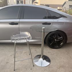 Glass Bar Stool Table 