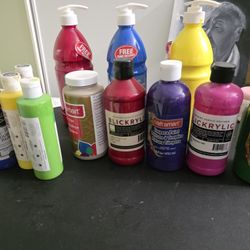 Acrylic Paints And 4 Pouring Paints.