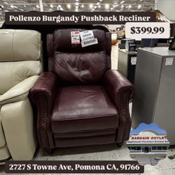 Pollenzo Burgundy Pushback Recliner  