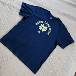 Adidas Navy 2XL Mens T-Shirt Short Sleeve Notre Dame Irish 100% Cotton 