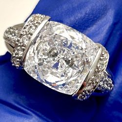 Solid 925 Sterling Silver cushion ring size 6.5