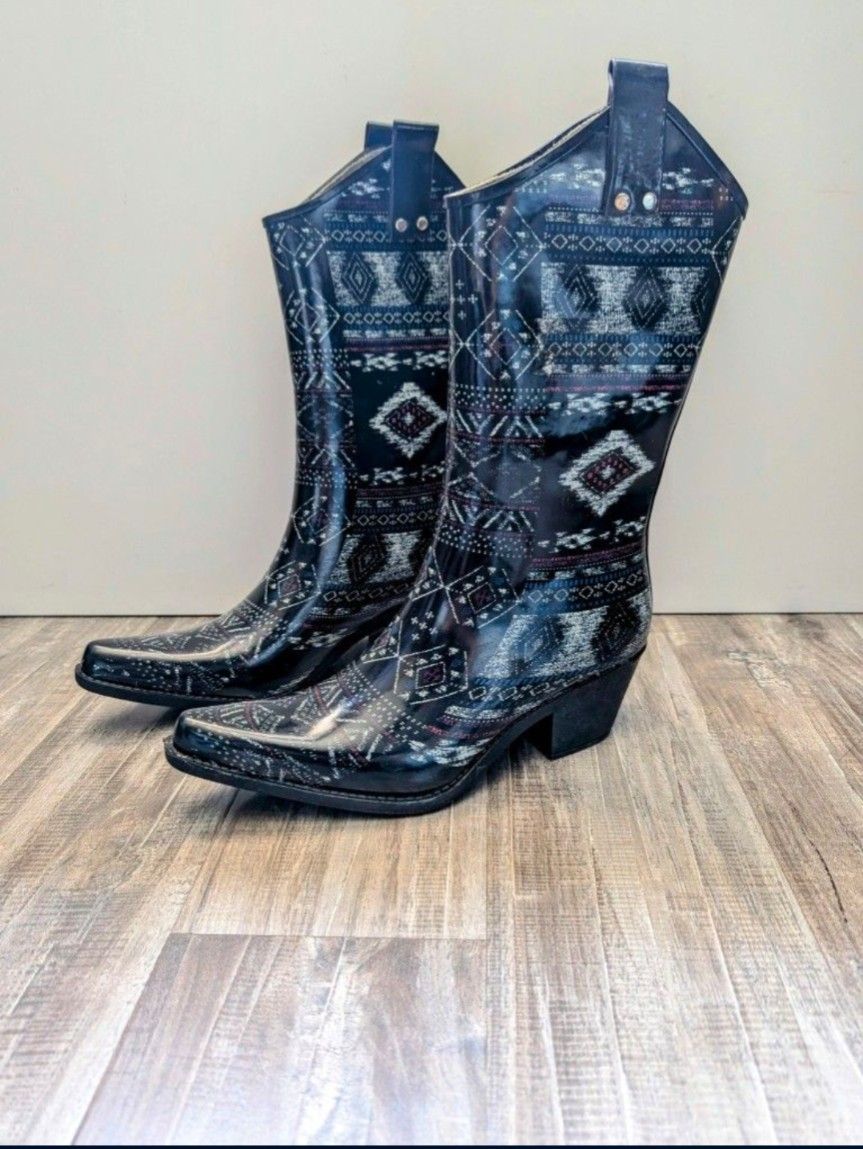 Women's Rubber Cowboy Rain Boots