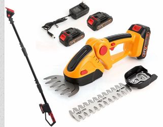 (H-29) Handheld Cordless Hedge Trimmer&Grass Shear 2-in-1 and Extension ,24V  Powerful Dual Batteries Electric Shrub Bush Trimmer Grass Cutter Lightwe