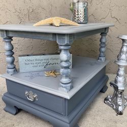 Beautiful Grey Silver Heavy Side Table Starfish 