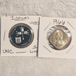 #450 Lot Of 2 Foreign Coins 