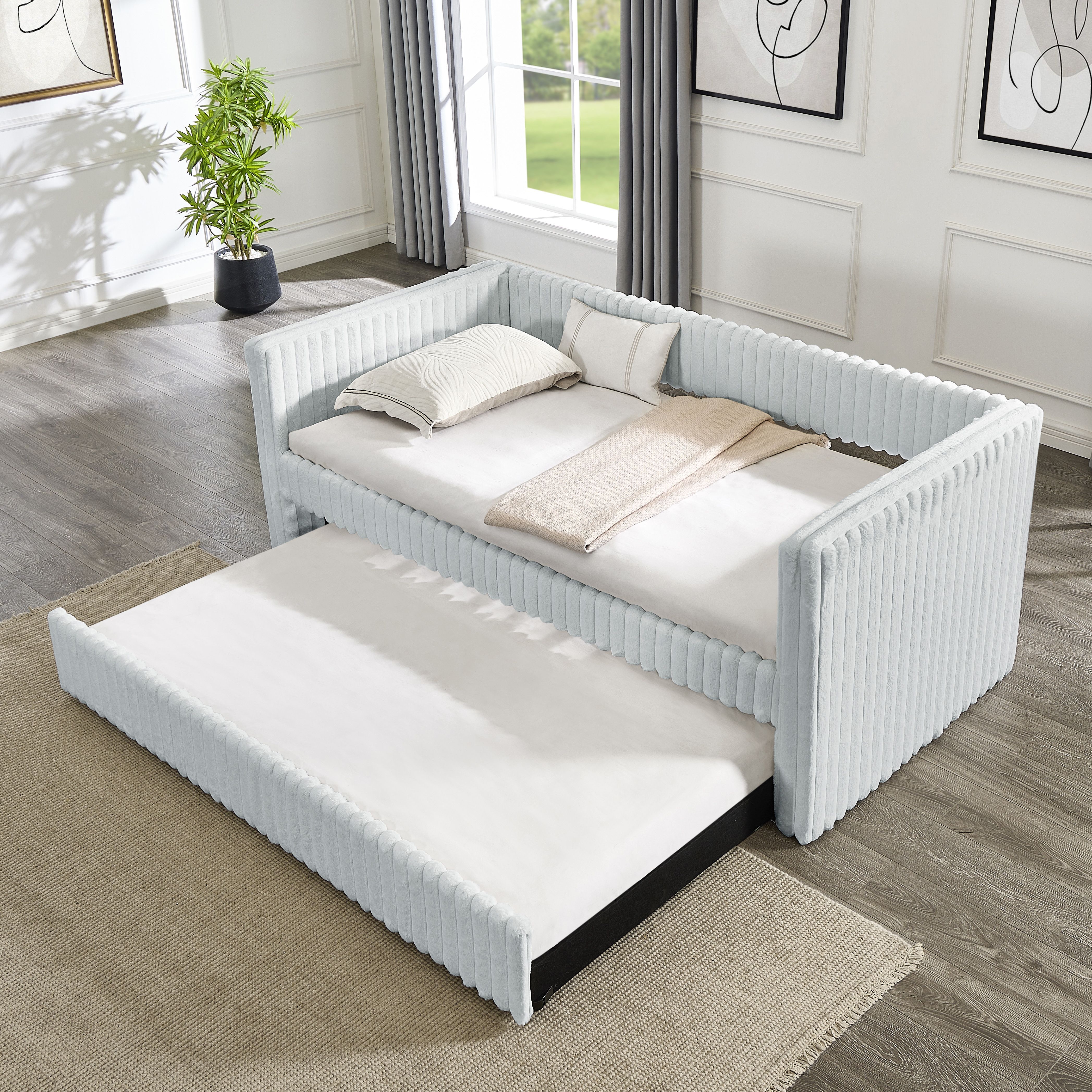 Twin Size Daybed, Upholstered sofa bed,The bottom pulls out to